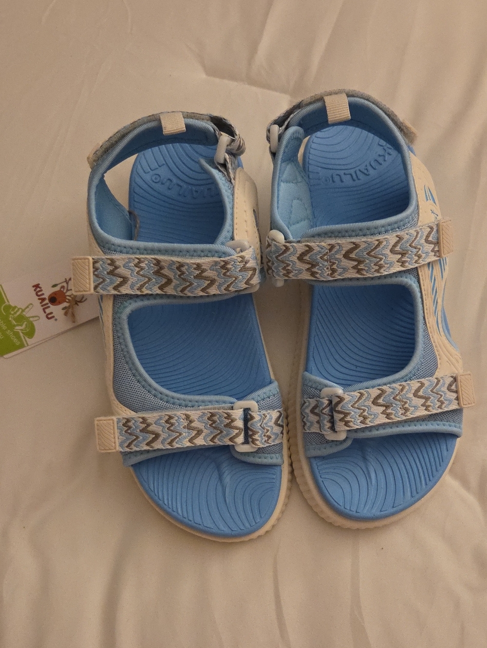 Kuailu Light Blue Hook-and-Loop Sandals
